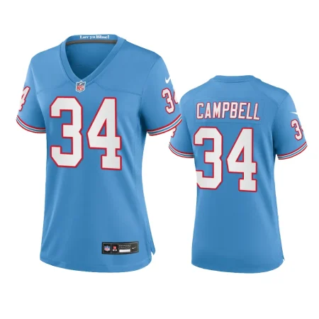 Women's Tennessee Titans Earl Campbell Light Blue Oilers Throwback Game Jersey