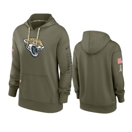 Women's Jacksonville Jaguars Olive 2022 Salute to Service Performance Hoodie