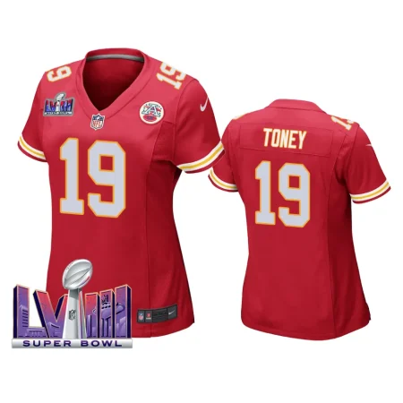 Super Bowl LVIII Kansas City Chiefs Kadarius Toney Red Game Jersey Women