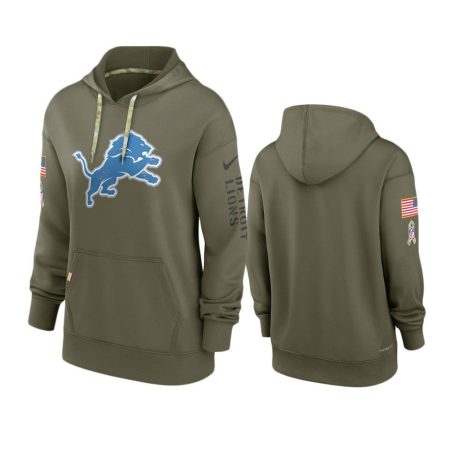 Women's Detroit Lions Olive 2022 Salute to Service Performance Hoodie