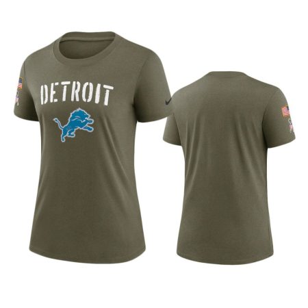 Women's Detroit Lions Olive 2022 Salute To Service Legend T-Shirt