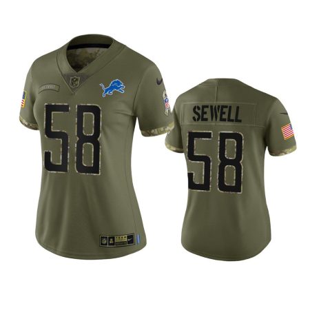 Women's Detroit Lions Penei Sewell Olive 2022 Salute To Service Limited Jersey