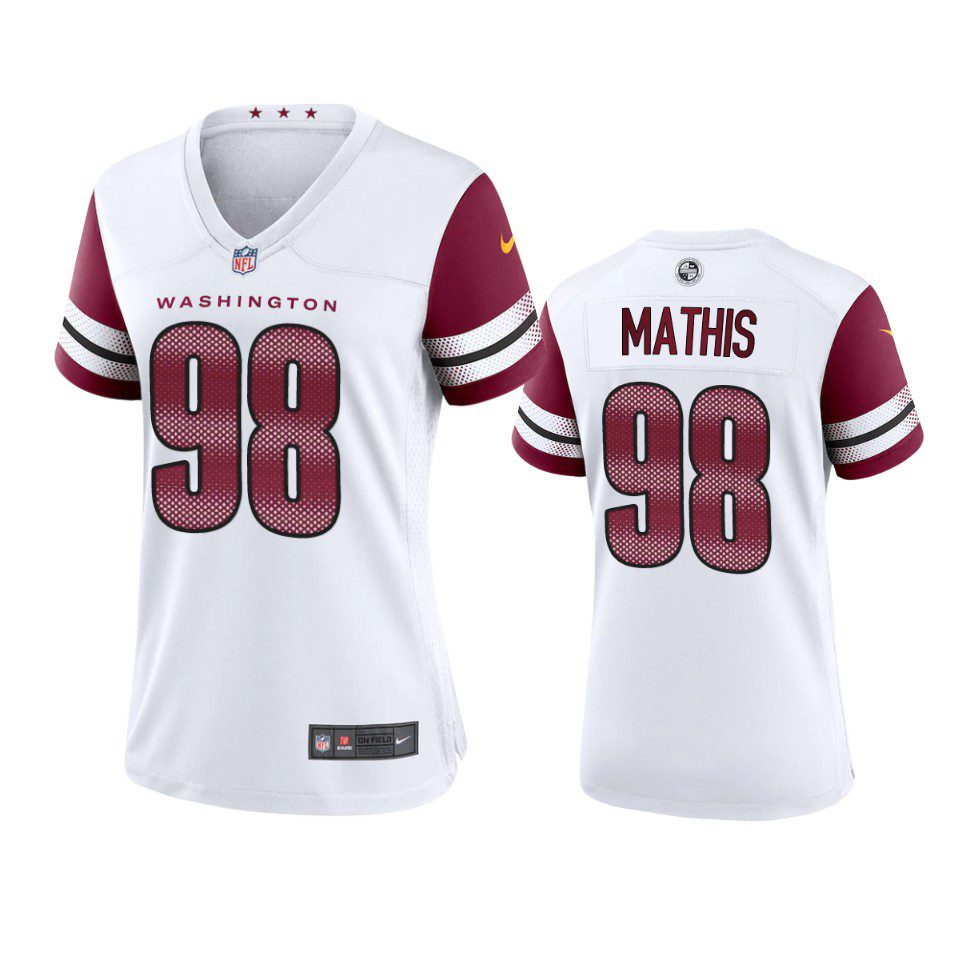 Women's Washington Commanders Phidarian Mathis White Game Jersey 1 women phidarian mathis commanders game white jersey