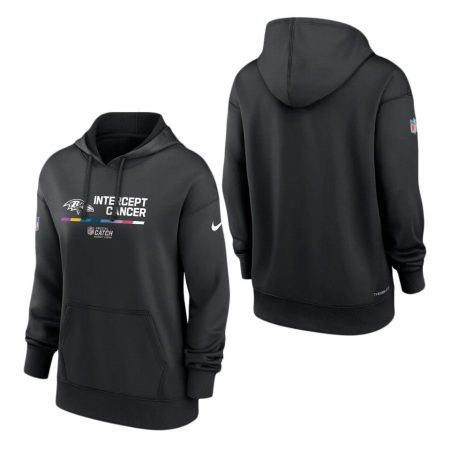 Women's Baltimore Ravens Black 2022 NFL Crucial Catch Therma Pullover Hoodie