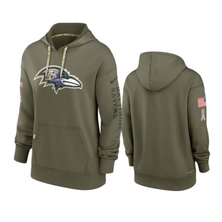 Women's Baltimore Ravens Olive 2022 Salute to Service Performance Hoodie