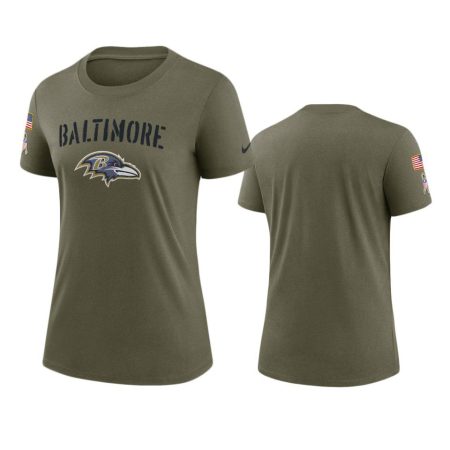 Women's Baltimore Ravens Olive 2022 Salute To Service Legend T-Shirt