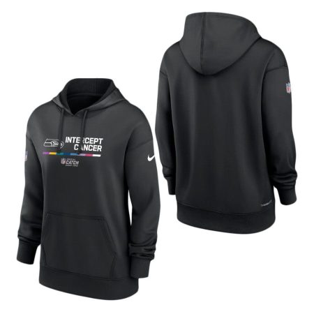 Women's Seattle Seahawks Black 2022 NFL Crucial Catch Therma Pullover Hoodie