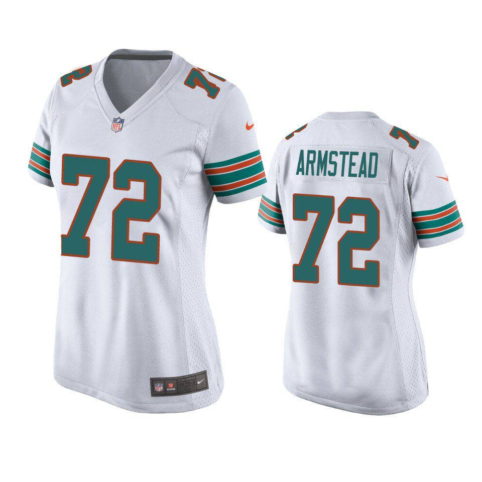 Women's Miami Dolphins Terron Armstead White Throwback Game Jersey 1 women terron armstead dolphins throwback game white jersey