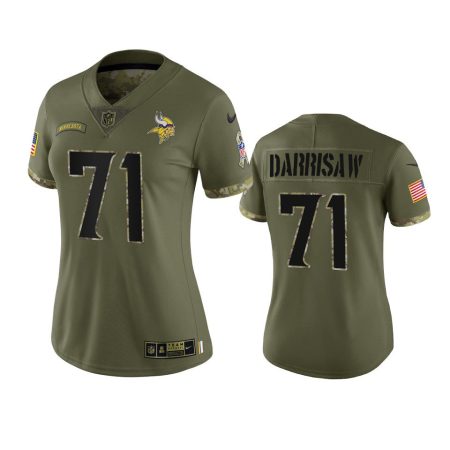 Women's Minnesota Vikings Christian Darrisaw Olive 2022 Salute To Service Limited Jersey
