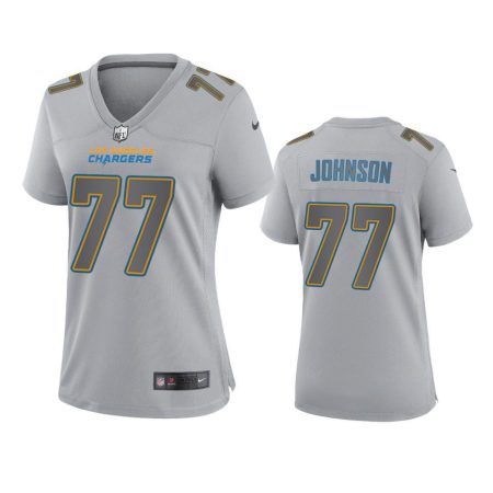 Women's Los Angeles Chargers Zion Johnson Gray Atmosphere Fashion Game Jersey