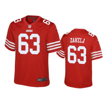 Youth 49ers Nick Zakelj Scarlet Game Jersey