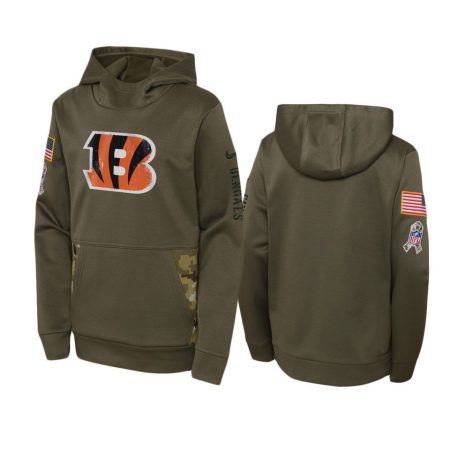 Youth Cincinnati Bengals Olive 2022 Salute to Service Performance Hoodie