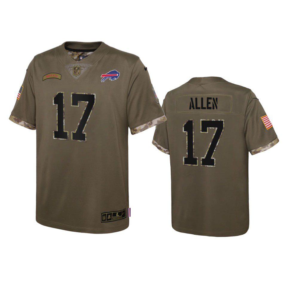 Youth Buffalo Bills Josh Allen Olive 2022 Salute To Service Limited Jersey 1 youth bills josh allen olive limited 2022 salute to service jersey