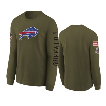 Youth Buffalo Bills Olive 2022 Salute To Service Team Logo Long Sleeve T-Shirt