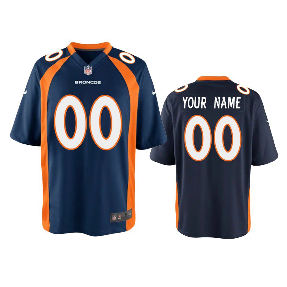 Youth Broncos Custom Navy Game Jersey 1 youth broncos custom game navy jersey