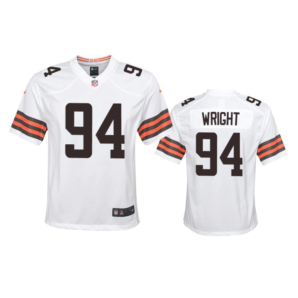 Youth Browns Alex Wright White Game Jersey 1 youth browns alex wright game white jersey