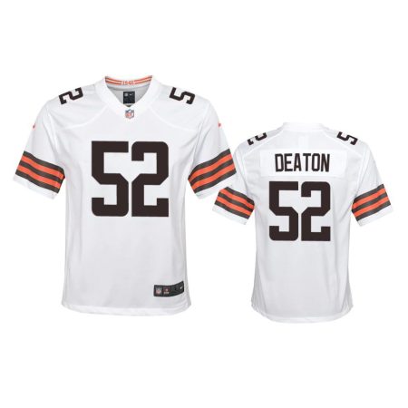 Youth Browns Dawson Deaton White Game Jersey