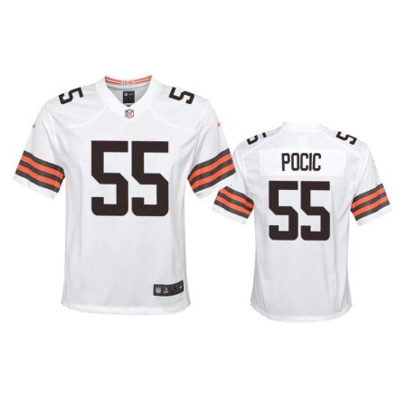 Youth Browns Ethan Pocic White Game Jersey