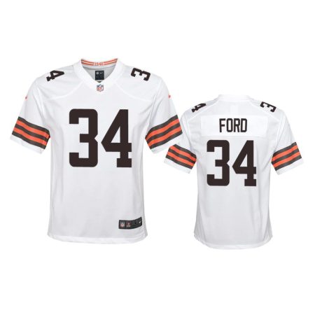 Youth Browns Jerome Ford White Game Jersey