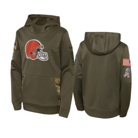 Youth Cleveland Browns Olive 2022 Salute to Service Performance Hoodie