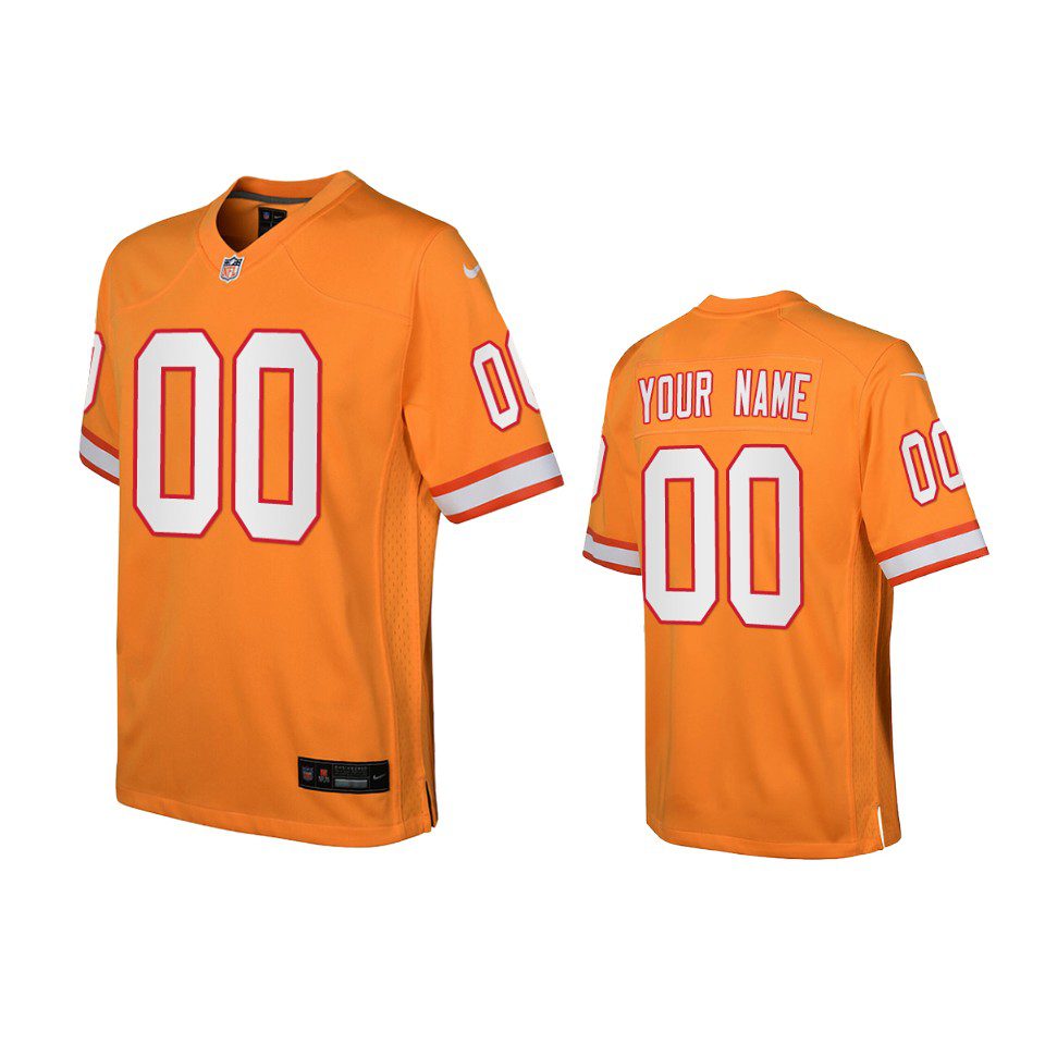 Youth Buccaneers Custom Orange Throwback Game Jersey 1 youth buccaneers custom throwback game orange jersey