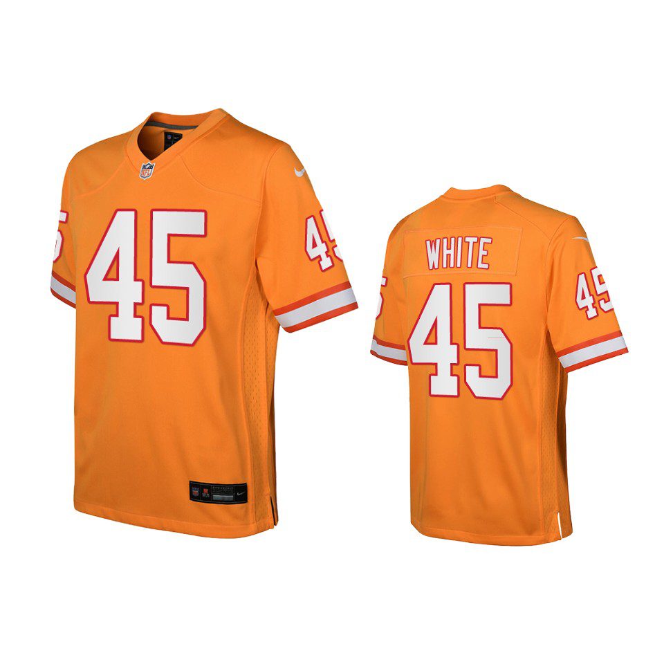 Youth Buccaneers Devin White Orange Throwback Game Jersey 1 youth buccaneers devin white throwback game orange jersey