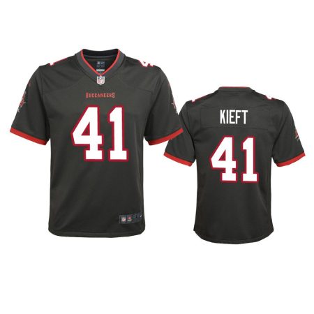 Youth Buccaneers Ko Kieft Pewter Alternate Game Jersey