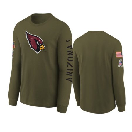 Youth Arizona Cardinals Olive 2022 Salute To Service Team Logo Long Sleeve T-Shirt