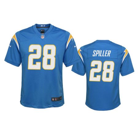 Youth Chargers Isaiah Spiller Powder Blue Game Jersey