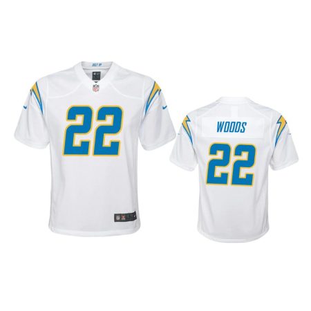 Youth Chargers JT Woods White Game Jersey