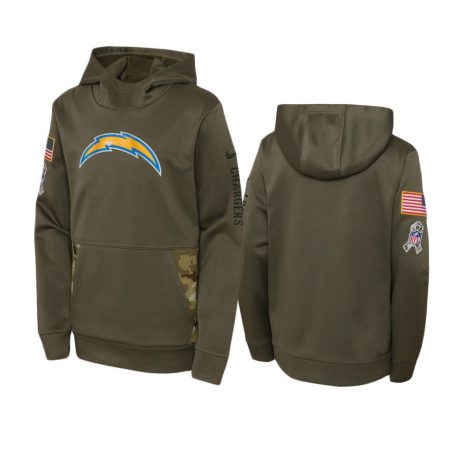 Youth Los Angeles Chargers Olive 2022 Salute to Service Performance Hoodie