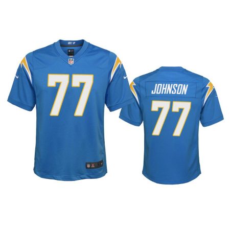 Youth Chargers Zion Johnson Powder Blue Game Jersey