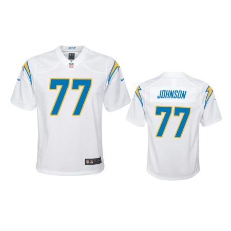 Youth Chargers Zion Johnson White Game Jersey