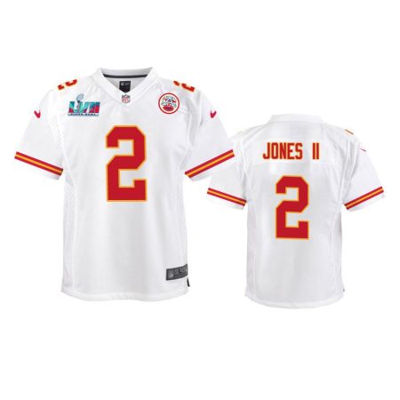 Youth Chiefs Ronald Jones II White Super Bowl LVII Game Jersey