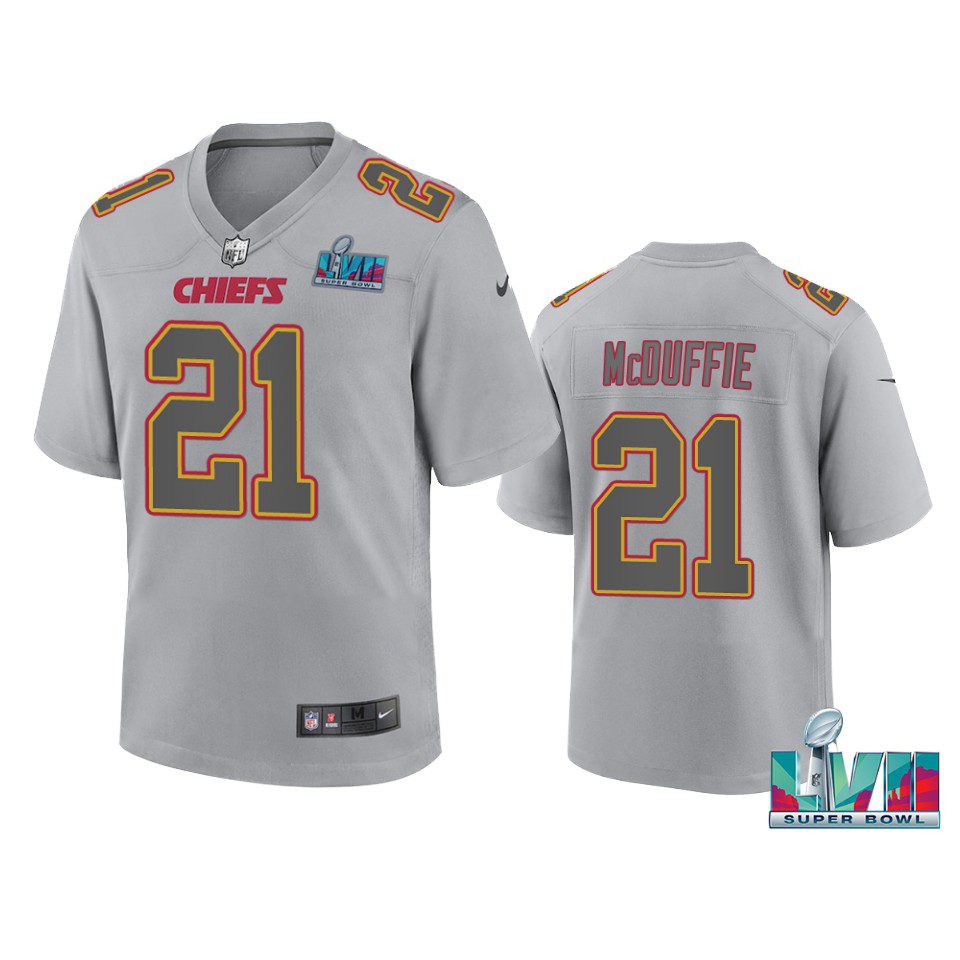 Youth Chiefs Trent McDuffie Gray Super Bowl LVII Atmosphere Jersey 1 youth chiefs trent mcduffie gray atmosphere super bowl lvii jersey