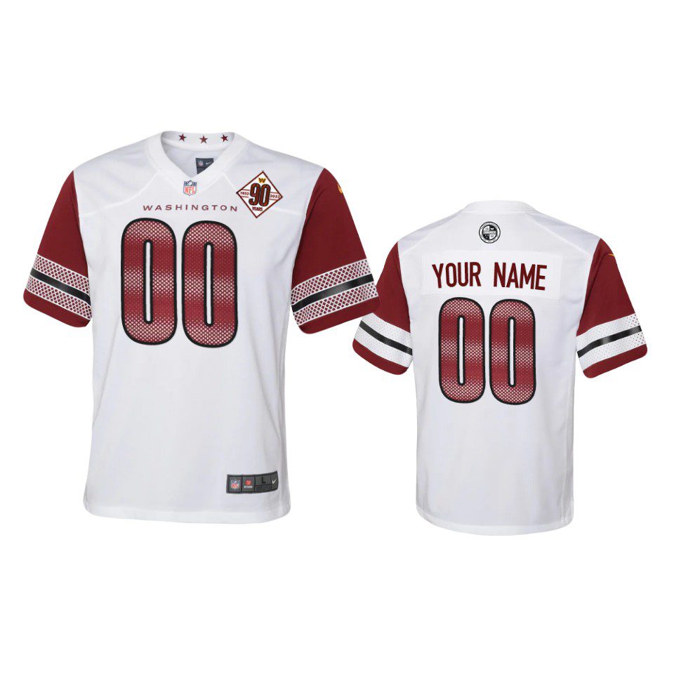 Youth Commanders Custom White 90th Anniversary Game Jersey 1 youth commanders custom game 90th anniversary white jersey