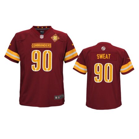 Youth Commanders Montez Sweat Burgundy 90th Anniversary Game Jersey