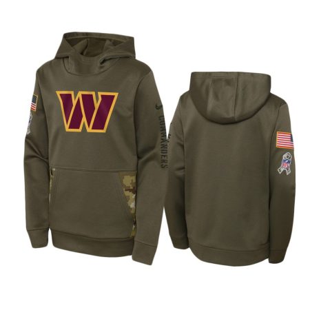 Youth Washington Commanders Olive 2022 Salute to Service Performance Hoodie