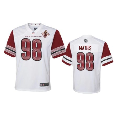 Youth Commanders Phidarian Mathis White 90th Anniversary Game Jersey