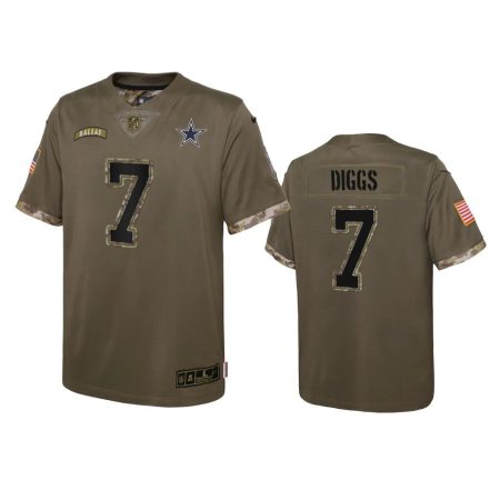 Youth Dallas Cowboys Trevon Diggs Olive 2022 Salute To Service Limited Jersey