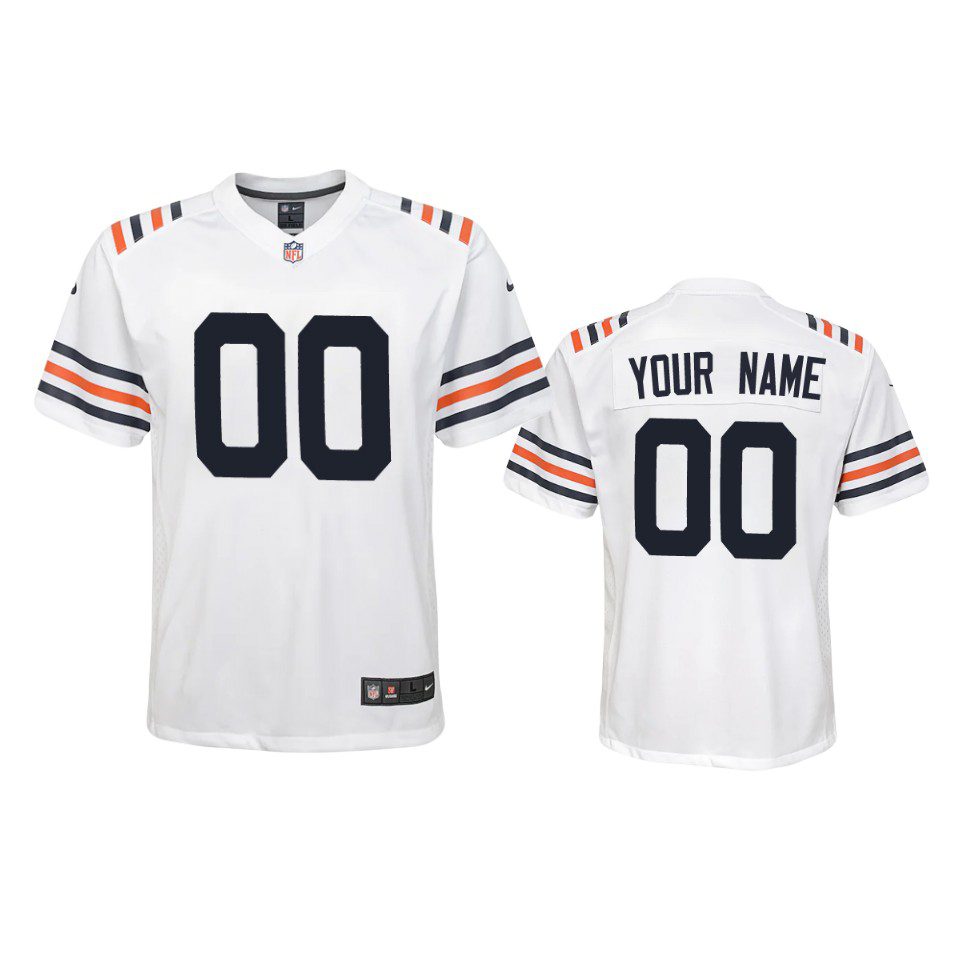Youth Chicago Bears Custom White Game Jersey 1 youth custom bears white game jersey