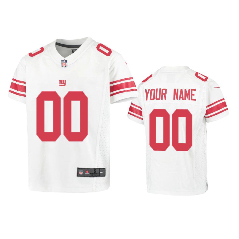 Youth New York Giants Custom White Game Jersey 1 youth custom giants white game jersey