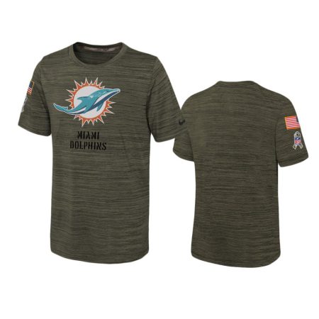 Youth Miami Dolphins Olive 2022 Salute To Service Velocity T-Shirt