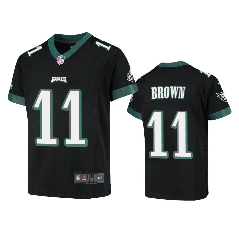 Youth Eagles A.J. Brown Black Game Jersey 1 youth eagles a.j. brown game black jersey