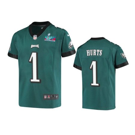 Youth Eagles Jalen Hurts Midnight Green Super Bowl LVII Game Jersey