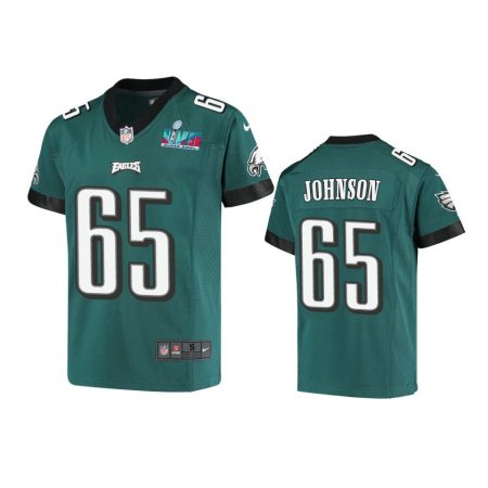 Youth Eagles Lane Johnson Midnight Green Super Bowl LVII Game Jersey