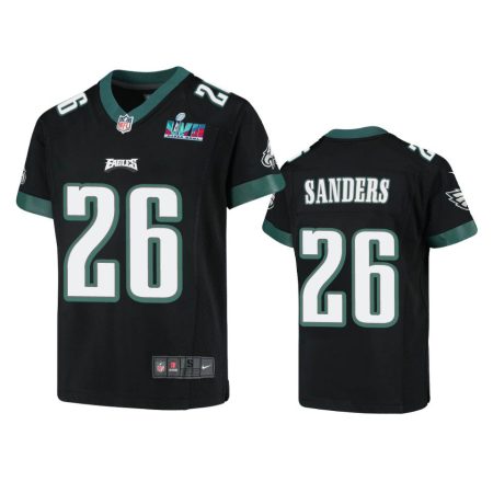 Youth Eagles Miles Sanders Black Super Bowl LVII Game Jersey