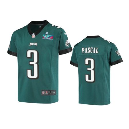 Youth Eagles Zach Pascal Midnight Green Super Bowl LVII Game Jersey