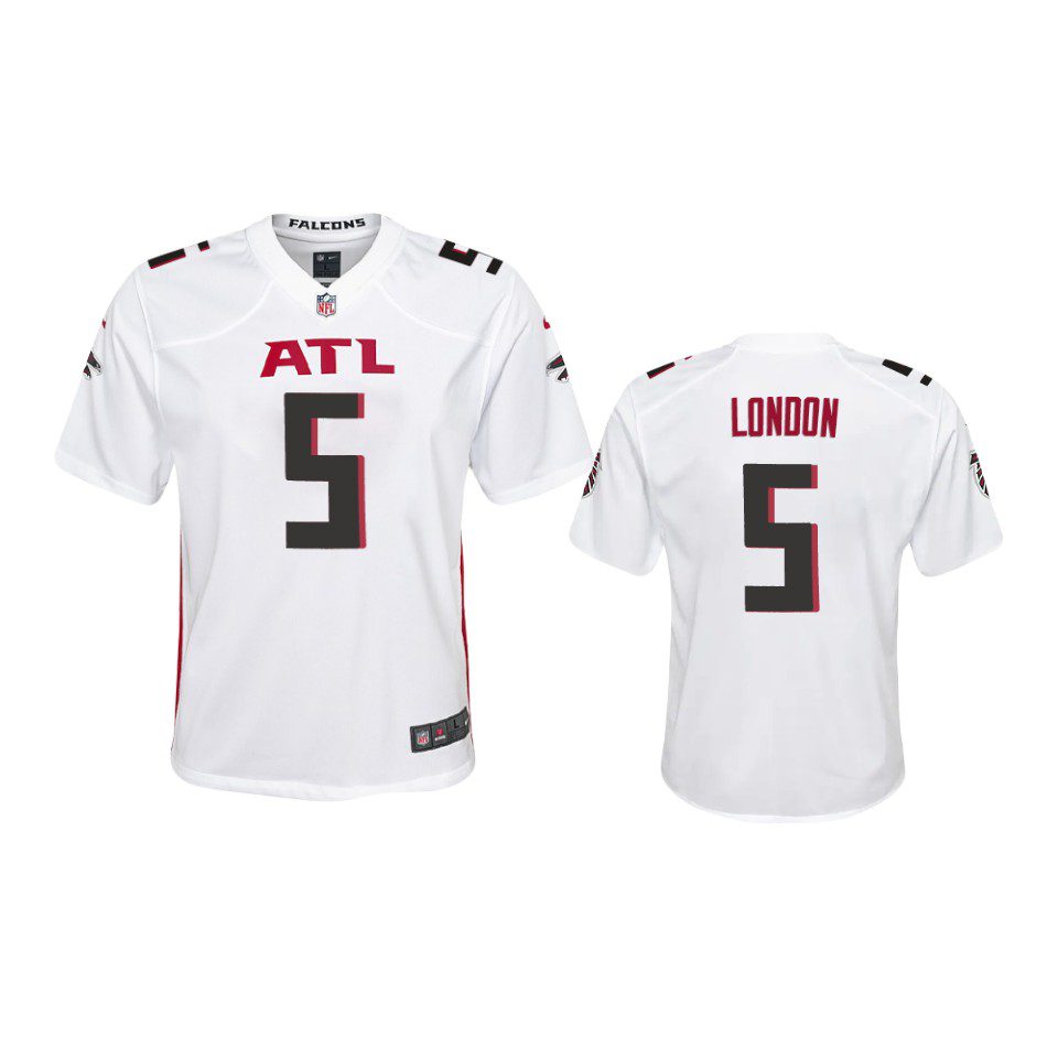 Youth Falcons Drake London White Game Jersey 1 youth falcons drake london game white jersey