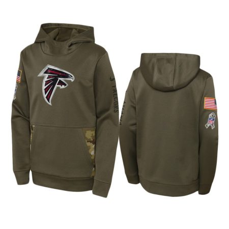 Youth Atlanta Falcons Olive 2022 Salute to Service Performance Hoodie